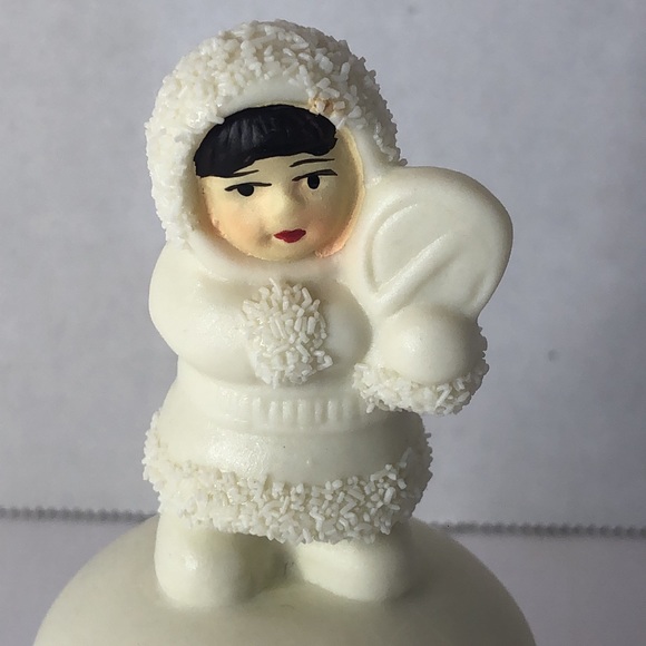 Vintage Arctic Kids Alaska Inuit Native Holiday Christmas Bisque Porcelain Bell - Picture 3 of 7